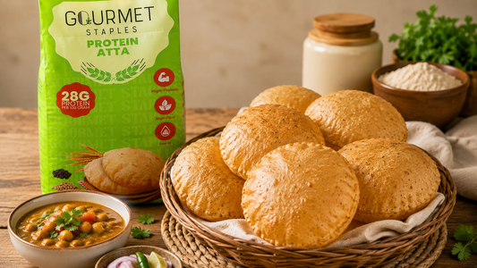 Frying protein atta puri until golden and puffed