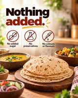 Soft rotis made with D'Smart multigrain atta – no added sugar, no preservatives, no colours