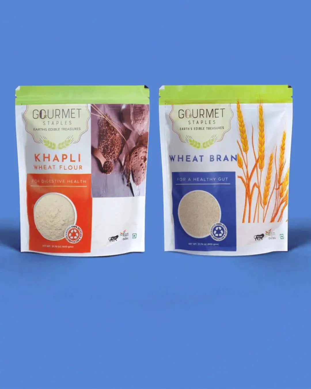 Gourmet Staples Khapli Wheat Flour and Wheat Bran Healthy Flour Combo
