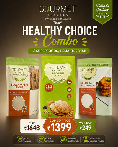 Gourmet Staples Healthy Choice Combo pack – Black Wheat Flour, Protein Atta and Multigrain Mix Powder, 3 superfoods combo